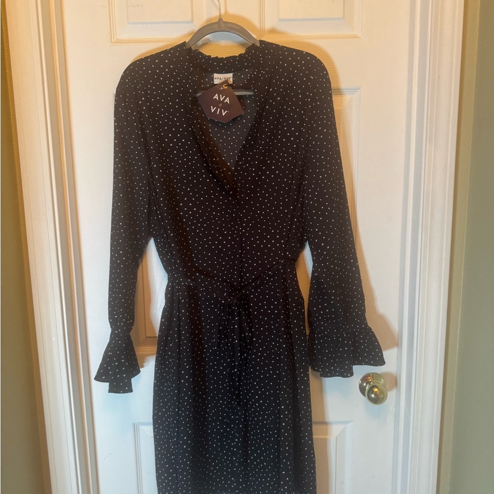 Ava & Viv Black Dress with White Dots